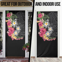Hawaiian Tropical Flowers and Tribal Turtles Door Cover Polynesian Art Motifs Black Color LT03 - Polynesian Pride