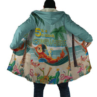Aloha Hawaii It's 5 o'clock Somewhere Cloak Chill Parrot on Beach with Tropical Plants - Polynesian Pride