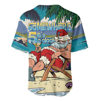 Mele Kalikimaka Hawaii It's 5 o'clock Somewhere Baseball Jersey Funny Lazy Santa Claus Chilling with Cocktail - Polynesian Pride