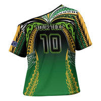 Custom Cook Islands Rugby League Cross Shoulder Shirt Avaiki Tatau Tribal Motifs Black Color LT03 - Polynesian Pride