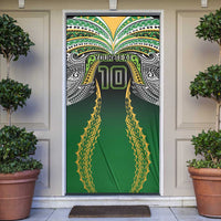 Custom Cook Islands Rugby League Door Cover Avaiki Tatau Tribal Motifs Black Color LT03 Black - Polynesian Pride