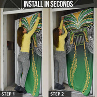 Custom Cook Islands Rugby League Door Cover Avaiki Tatau Tribal Motifs Black Color LT03 - Polynesian Pride