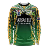 Custom Cook Islands Rugby League Long Sleeve Shirt Avaiki Tatau Tribal Motifs Black Color LT03 Unisex Black - Polynesian Pride
