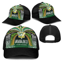 Cook Islands Rugby League Mesh Trucker Cap Avaiki Tatau Tribal Motifs Black Color - Polynesian Pride