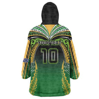 Custom Cook Islands Rugby League Wearable Blanket Hoodie Avaiki Tatau Tribal Motifs Black Color LT03 - Polynesian Pride
