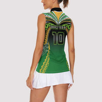 Custom Cook Islands Rugby League Women Sleeveless Polo Shirt Avaiki Tatau Tribal Motifs Black Color LT03 - Polynesian Pride