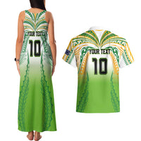 Custom Cook Islands Rugby League Couples Matching Tank Maxi Dress and Hawaiian Shirt Avaiki Tatau Tribal Motifs White Color LT03 - Polynesian Pride