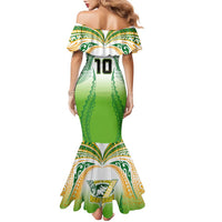 Custom Cook Islands Rugby League Family Matching Mermaid Dress and Hawaiian Shirt Avaiki Tatau Tribal Motifs White Color LT03 - Polynesian Pride