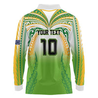 Custom Cook Islands Rugby League Long Sleeve Polo Shirt Avaiki Tatau Tribal Motifs White Color LT03 - Polynesian Pride