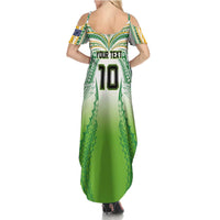Custom Cook Islands Rugby League Summer Maxi Dress Avaiki Tatau Tribal Motifs White Color LT03 - Polynesian Pride