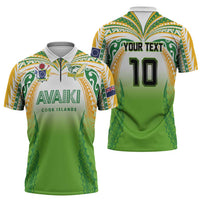 Custom Cook Islands Rugby League Zipper Polo Shirt Avaiki Tatau Tribal Motifs White Color LT03 - Polynesian Pride