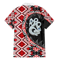Red Taniko Motif Aotearoa Manaia and Silver Fern Family Matching Mermaid Dress and Hawaiian Shirt LT03 - Polynesian Pride