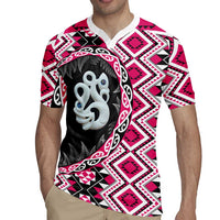Pink Taniko Motif Aotearoa Manaia and Silver Fern Rugby Jersey LT03 - Polynesian Pride