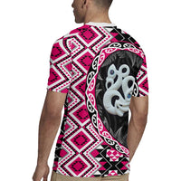 Pink Taniko Motif Aotearoa Manaia and Silver Fern Rugby Jersey LT03 - Polynesian Pride