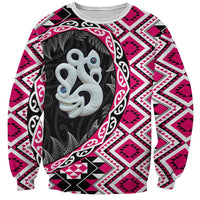 Pink Taniko Motif Aotearoa Manaia and Silver Fern Sweatshirt