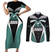 Custom New Zealand Bicycle 2025 Couples Matching Short Sleeve Bodycon Dress and Long Sleeve Button Shirt