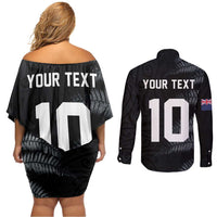 Custom New Zealand Football-Towards World Cup 2026 Couples Matching Off Shoulder Short Dress and Long Sleeve Button Shirt LT03 - Polynesian Pride
