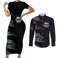 Custom New Zealand Football-Towards World Cup 2026 Couples Matching Short Sleeve Bodycon Dress and Long Sleeve Button Shirt LT03 Black - Polynesian Pride