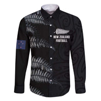Custom New Zealand Football-Towards World Cup 2026 Family Matching Summer Maxi Dress and Hawaiian Shirt LT03 Dad's Shirt - Long Sleeve Black - Polynesian Pride