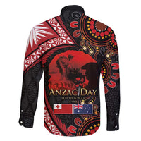 Tonga and Australia ANZAC Day Family Matching Long Sleeve Bodycon Dress and Hawaiian Shirt Aboriginal and Ngatu Art Pattern - Gallipoli Lest We Forget LT03 - Polynesian Pride