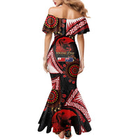 Tonga and Australia ANZAC Day Family Matching Mermaid Dress and Hawaiian Shirt Aboriginal and Ngatu Art Pattern - Gallipoli Lest We Forget LT03 - Polynesian Pride