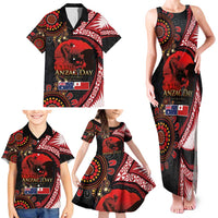 Tonga and Australia ANZAC Day Family Matching Tank Maxi Dress and Hawaiian Shirt Aboriginal and Ngatu Art Pattern - Gallipoli Lest We Forget LT03 - Polynesian Pride
