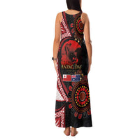 Tonga and Australia ANZAC Day Family Matching Tank Maxi Dress and Hawaiian Shirt Aboriginal and Ngatu Art Pattern - Gallipoli Lest We Forget LT03 - Polynesian Pride