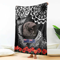 New Zealand and Cook Islands ANZAC Day Blanket Gallipoli Lest We Forget Tatau Art Tribal and Maori Tattoo with Fern LT03 - Polynesian Pride