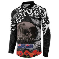 New Zealand and Cook Islands ANZAC Day Button Sweatshirt Gallipoli Lest We Forget Tatau Art Tribal and Maori Tattoo with Fern LT03 - Polynesian Pride