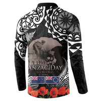 New Zealand and Cook Islands ANZAC Day Button Sweatshirt Gallipoli Lest We Forget Tatau Art Tribal and Maori Tattoo with Fern LT03 - Polynesian Pride
