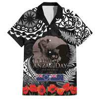 New Zealand and Cook Islands ANZAC Day Family Matching Long Sleeve Bodycon Dress and Hawaiian Shirt Gallipoli Lest We Forget Tatau Art Tribal and Maori Tattoo with Fern LT03 Dad's Shirt - Short Sleeve Black - Polynesian Pride