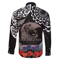New Zealand and Cook Islands ANZAC Day Family Matching Off Shoulder Maxi Dress and Hawaiian Shirt Gallipoli Lest We Forget Tatau Art Tribal and Maori Tattoo with Fern LT03 - Polynesian Pride