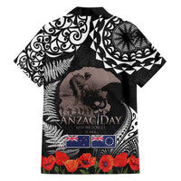 New Zealand and Cook Islands ANZAC Day Family Matching Summer Maxi Dress and Hawaiian Shirt Gallipoli Lest We Forget Tatau Art Tribal and Maori Tattoo with Fern LT03 - Polynesian Pride
