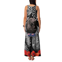 New Zealand and Cook Islands ANZAC Day Family Matching Tank Maxi Dress and Hawaiian Shirt Gallipoli Lest We Forget Tatau Art Tribal and Maori Tattoo with Fern LT03 - Polynesian Pride
