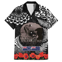 New Zealand and Cook Islands ANZAC Day Hawaiian Shirt Gallipoli Lest We Forget Tatau Art Tribal and Maori Tattoo with Fern LT03 Black - Polynesian Pride