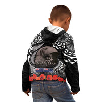 New Zealand and Cook Islands ANZAC Day Kid Hoodie Gallipoli Lest We Forget Tatau Art Tribal and Maori Tattoo with Fern LT03 - Polynesian Pride
