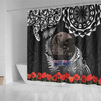 New Zealand and Cook Islands ANZAC Day Shower Curtain Gallipoli Lest We Forget Tatau Art Tribal and Maori Tattoo with Fern LT03 - Polynesian Pride
