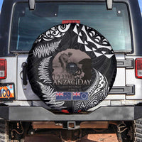 New Zealand and Cook Islands ANZAC Day Spare Tire Cover Gallipoli Lest We Forget Tatau Art Tribal and Maori Tattoo with Fern LT03 Black - Polynesian Pride