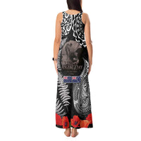 New Zealand and Cook Islands ANZAC Day Tank Maxi Dress Gallipoli Lest We Forget Tatau Art Tribal and Maori Tattoo with Fern LT03 - Polynesian Pride