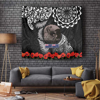 New Zealand and Cook Islands ANZAC Day Tapestry Gallipoli Lest We Forget Tatau Art Tribal and Maori Tattoo with Fern LT03 Black - Polynesian Pride
