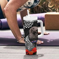New Zealand and Cook Islands ANZAC Day Tumbler With Handle Gallipoli Lest We Forget Tatau Art Tribal and Maori Tattoo with Fern LT03 - Polynesian Pride