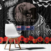 New Zealand and Cook Islands ANZAC Day Window Curtain Gallipoli Lest We Forget Tatau Art Tribal and Maori Tattoo with Fern LT03 - Polynesian Pride