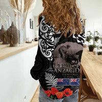 New Zealand and Cook Islands ANZAC Day Women Casual Shirt Gallipoli Lest We Forget Tatau Art Tribal and Maori Tattoo with Fern LT03 - Polynesian Pride