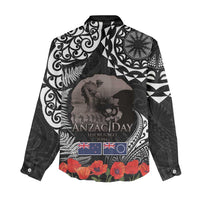 New Zealand and Cook Islands ANZAC Day Women Casual Shirt Gallipoli Lest We Forget Tatau Art Tribal and Maori Tattoo with Fern LT03 - Polynesian Pride