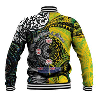 New Zealand and Cook Islands Together Baseball Jacket Tatau Art Tribal Pattern-Maori Tattoo with Fern and Paua Shell LT03 - Polynesian Pride