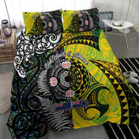 New Zealand and Cook Islands Together Bedding Set Tatau Art Tribal Pattern-Maori Tattoo with Fern and Paua Shell LT03 - Polynesian Pride