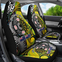New Zealand and Cook Islands Together Car Seat Cover Tatau Art Tribal Pattern-Maori Tattoo with Fern and Paua Shell LT03 - Polynesian Pride