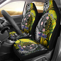 New Zealand and Cook Islands Together Car Seat Cover Tatau Art Tribal Pattern-Maori Tattoo with Fern and Paua Shell LT03 - Polynesian Pride