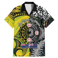 New Zealand and Cook Islands Together Family Matching Mermaid Dress and Hawaiian Shirt Tatau Art Tribal Pattern-Maori Tattoo with Fern and Paua Shell LT03 Dad's Shirt - Short Sleeve Art - Polynesian Pride
