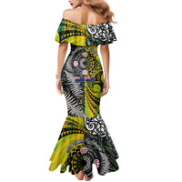 New Zealand and Cook Islands Together Family Matching Mermaid Dress and Hawaiian Shirt Tatau Art Tribal Pattern-Maori Tattoo with Fern and Paua Shell LT03 - Polynesian Pride